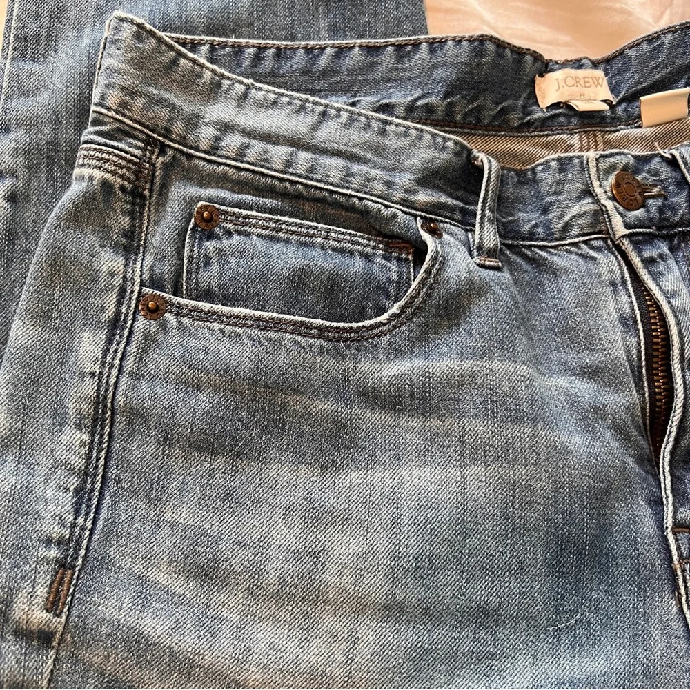 J.Crew Jeans Size 28 Distressed Cropped Straight Blue Cotton